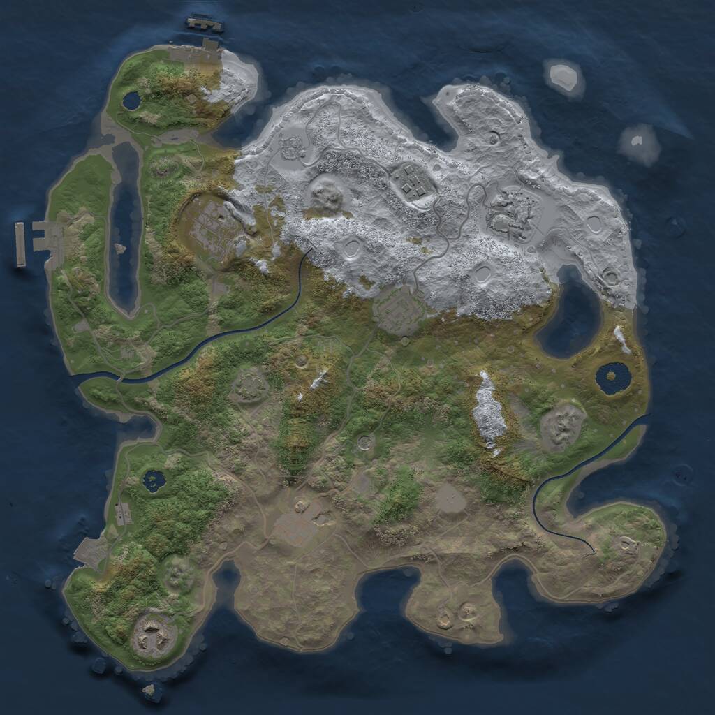 Rust Map: Procedural Map, Size: 3250, Seed: 3059735, 12 Monuments