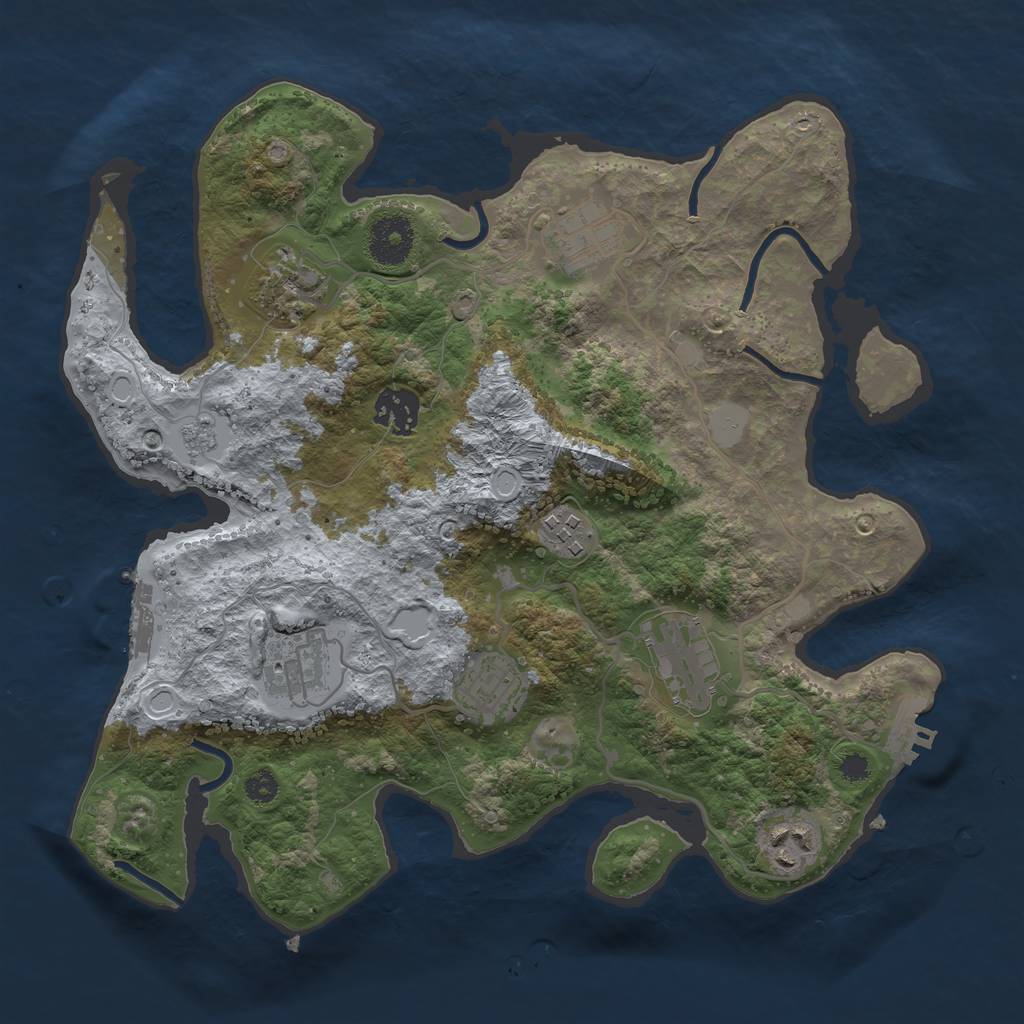 Rust Map: Procedural Map, Size: 3250, Seed: 1532841, 16 Monuments