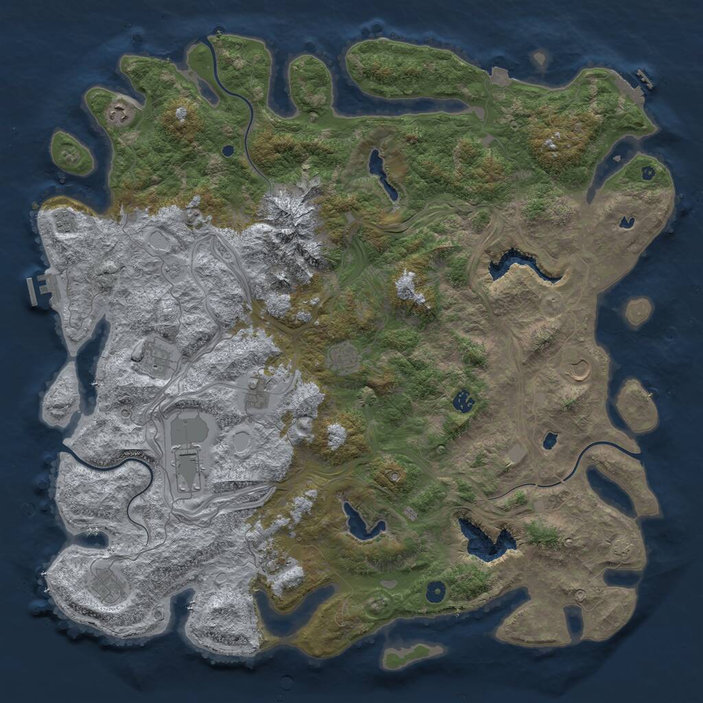 Rust Map: Procedural Map, Size: 5000, Seed: 49657, 16 Monuments