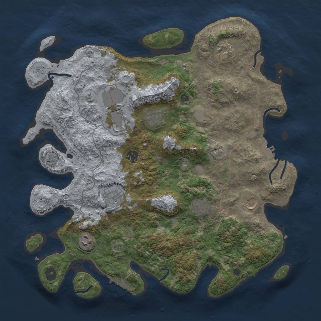 Rust Map: Procedural Map, Size: 4000, Seed: 124689, 18 Monuments
