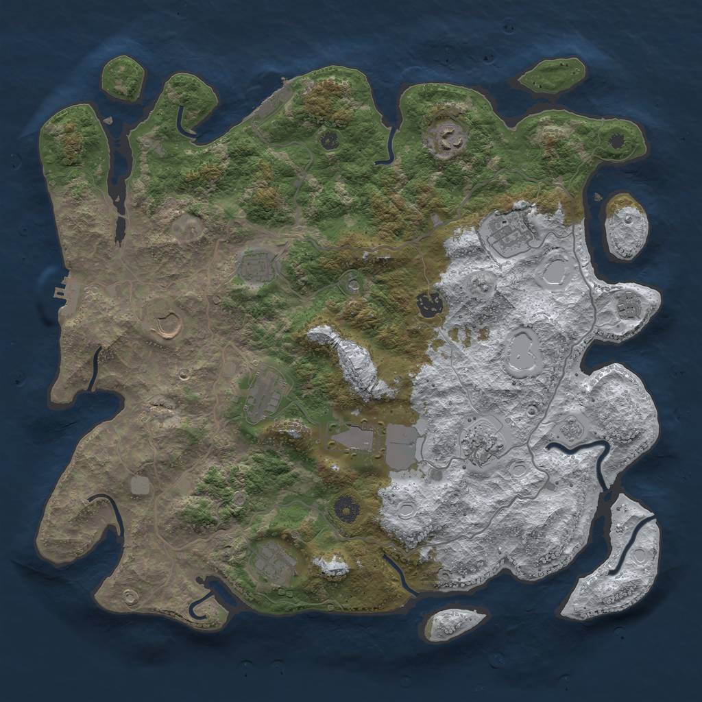 Rust Map: Procedural Map, Size: 4050, Seed: 1415390591, 19 Monuments