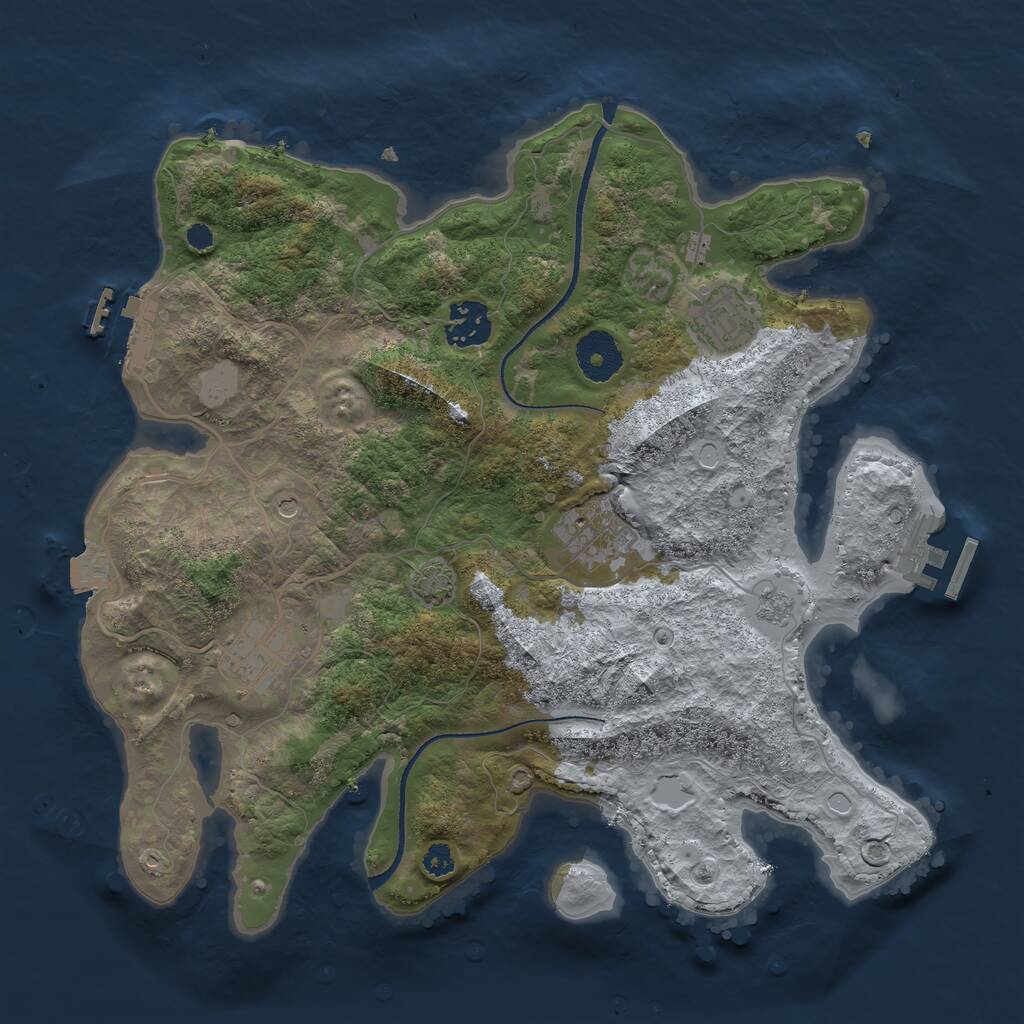 Rust Map: Procedural Map, Size: 3250, Seed: 6444175, 10 Monuments
