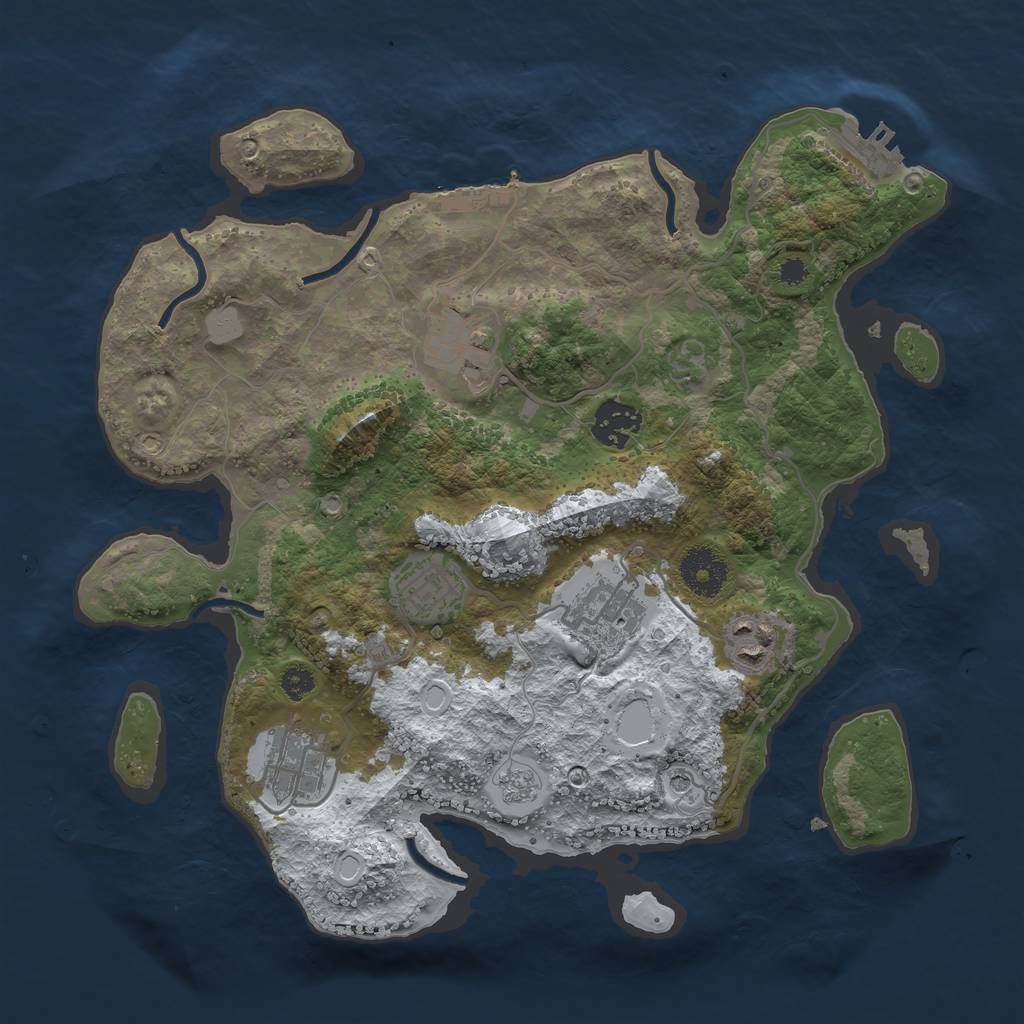 Rust Map: Procedural Map, Size: 3250, Seed: 3805497, 15 Monuments