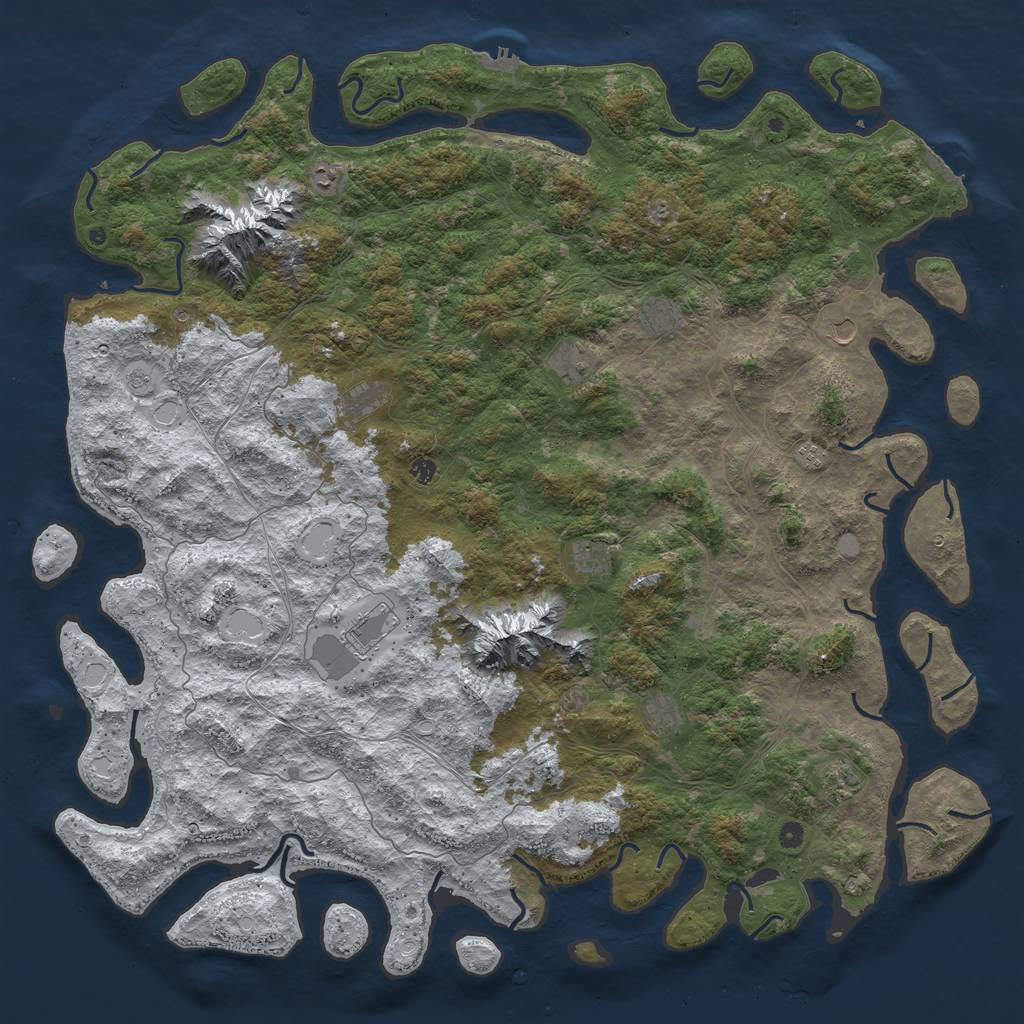 Rust Map: Procedural Map, Size: 6000, Seed: 855897, 20 Monuments