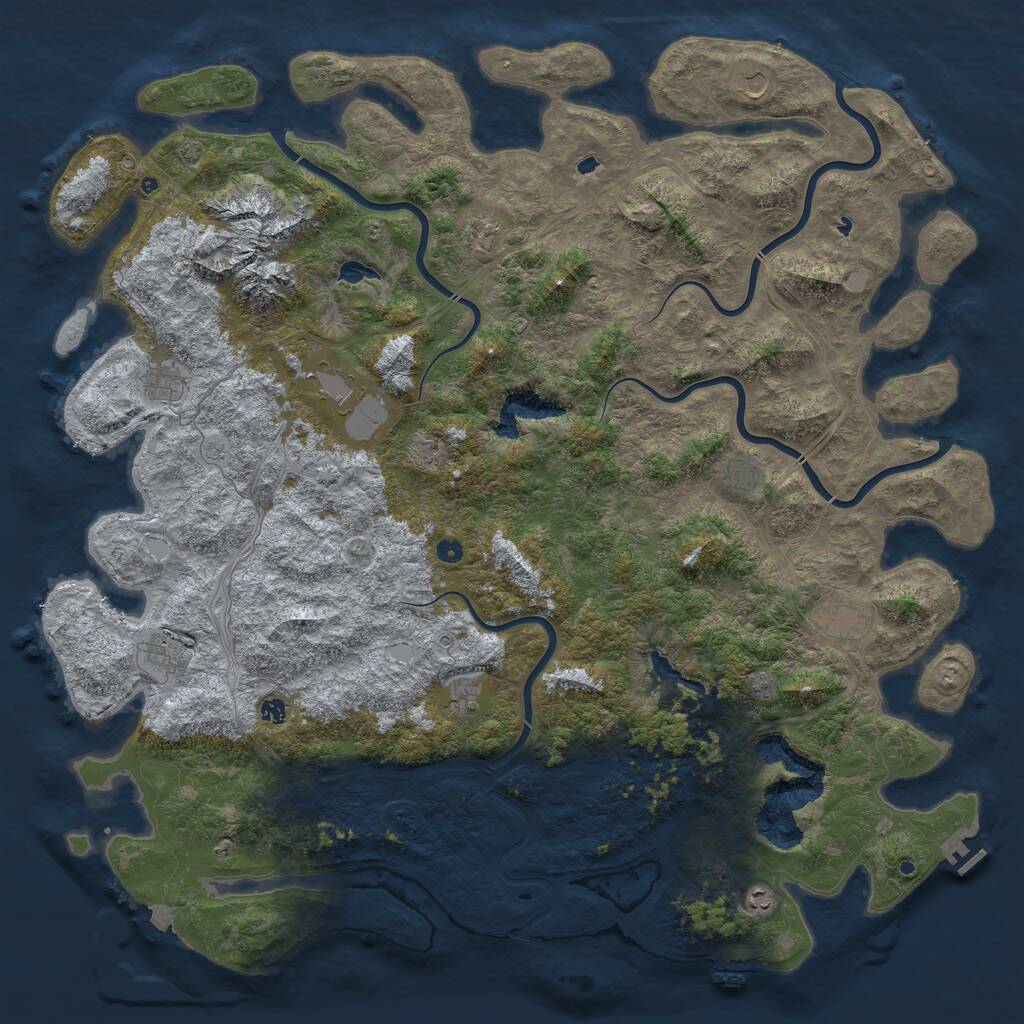 Rust Map: Procedural Map, Size: 6000, Seed: 580475, 17 Monuments