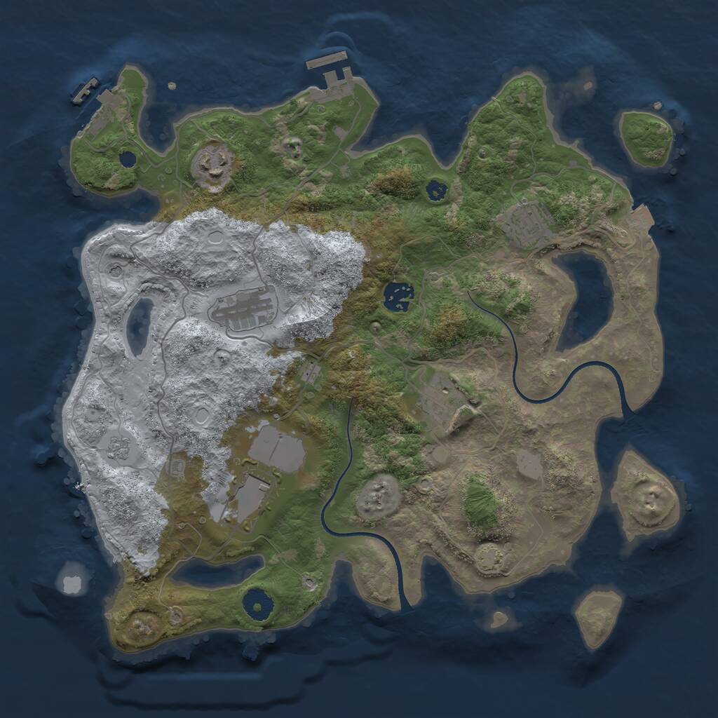 Rust Map: Procedural Map, Size: 3500, Seed: 526252, 12 Monuments