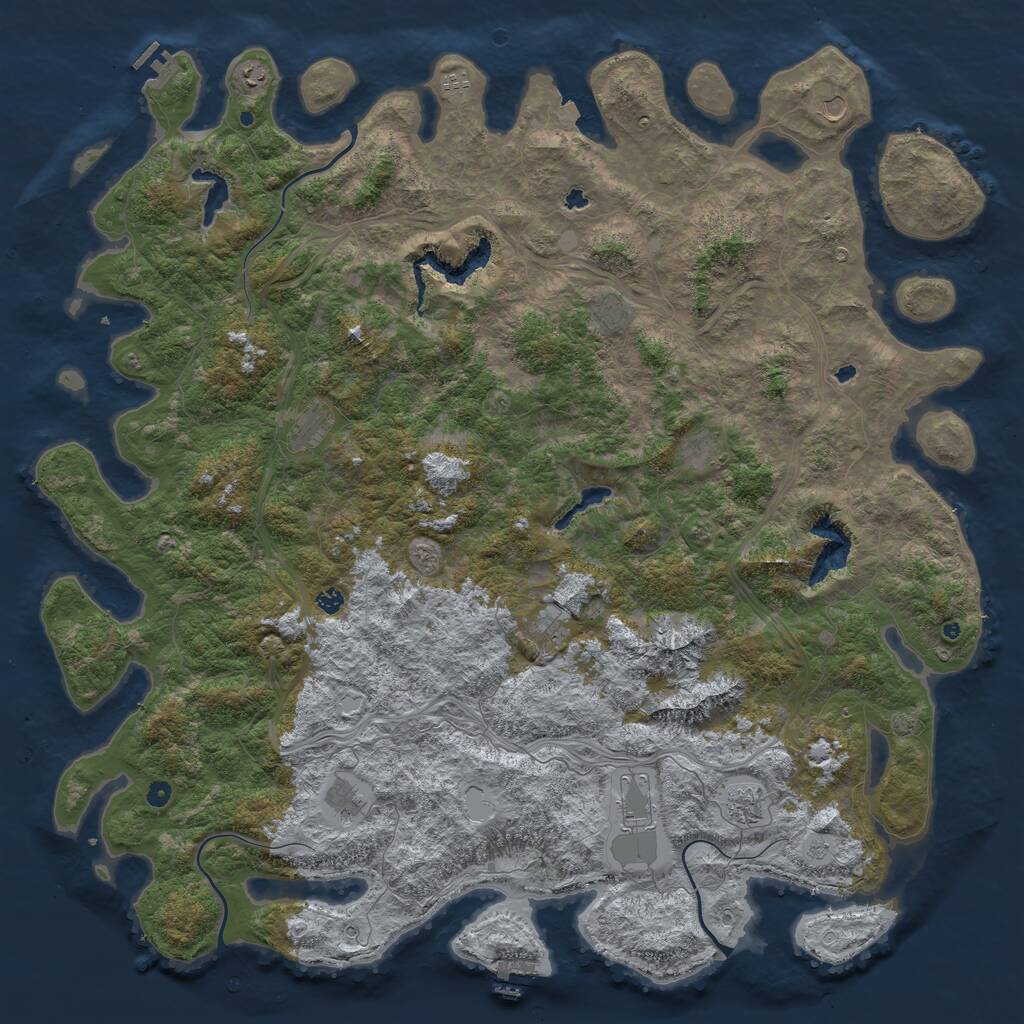 Rust Map: Procedural Map, Size: 6000, Seed: 555890, 17 Monuments
