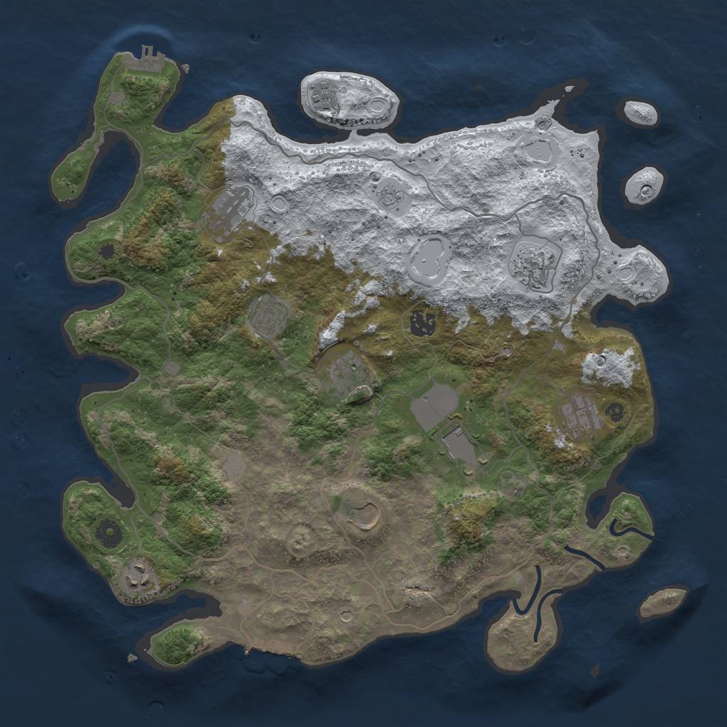 Rust Map: Procedural Map, Size: 4000, Seed: 735705, 19 Monuments