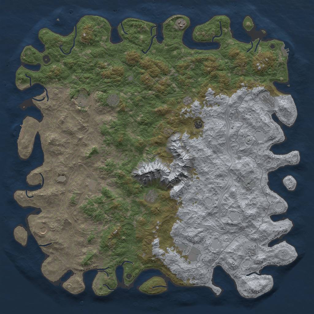 Rust Map: Procedural Map, Size: 6000, Seed: 690029, 20 Monuments