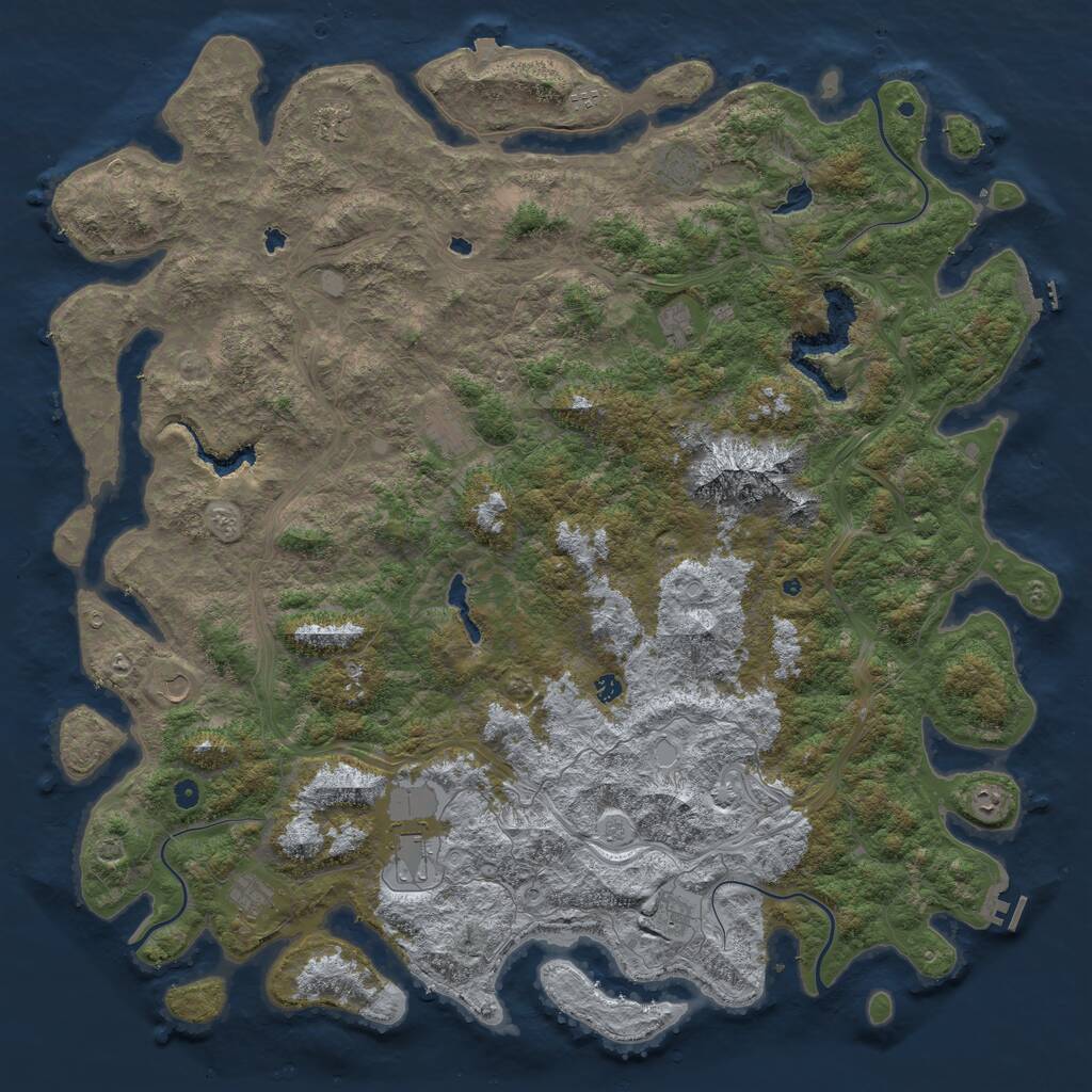 Rust Map: Procedural Map, Size: 6000, Seed: 242707, 17 Monuments