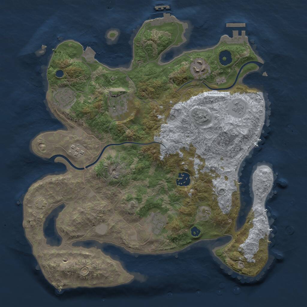 Rust Map: Procedural Map, Size: 3250, Seed: 1344870, 12 Monuments