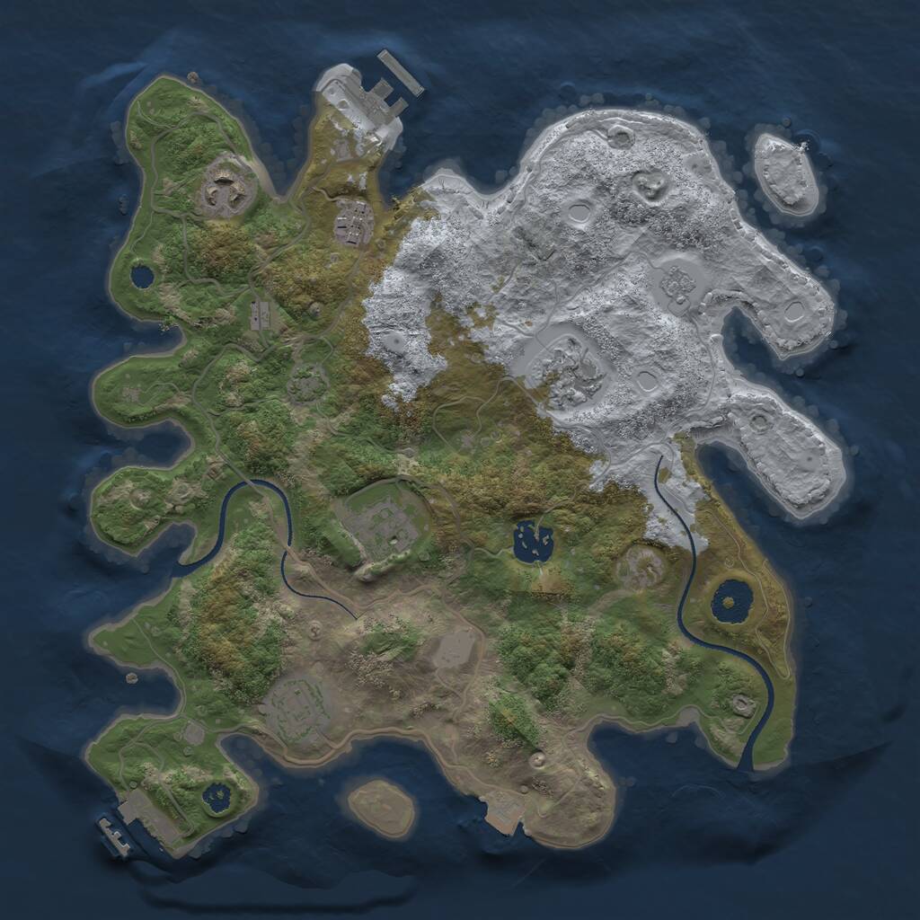 Rust Map: Procedural Map, Size: 3250, Seed: 207193, 11 Monuments