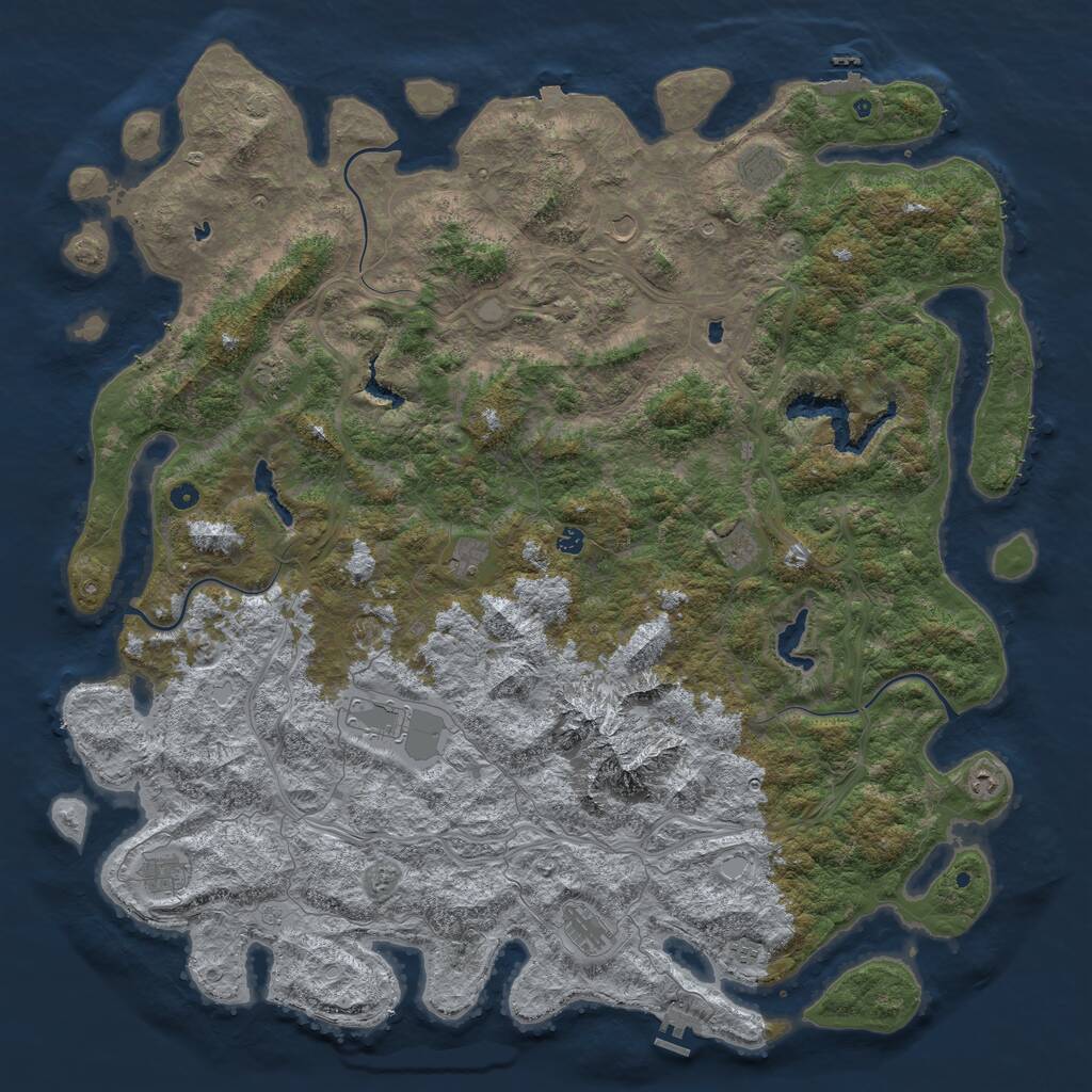 Rust Map: Procedural Map, Size: 6000, Seed: 341185, 17 Monuments