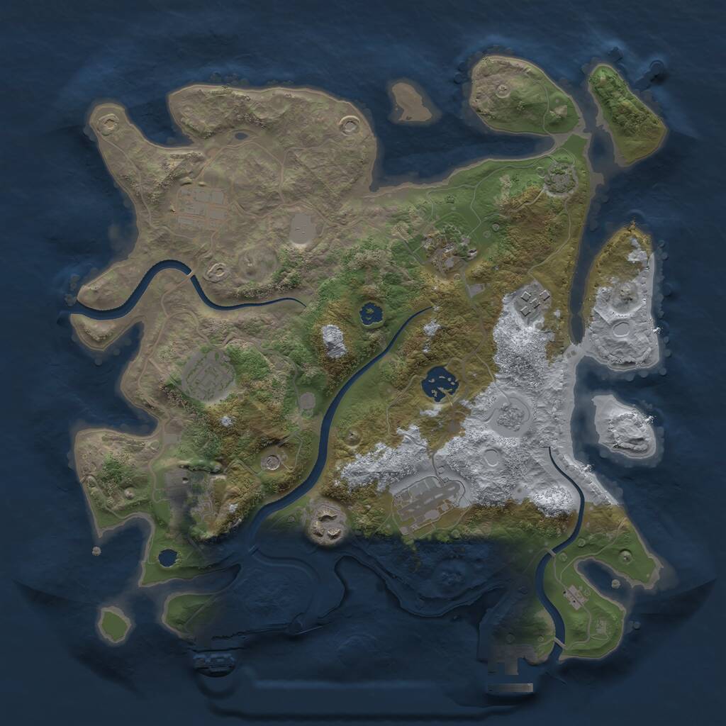 Rust Map: Procedural Map, Size: 3250, Seed: 2322215, 14 Monuments