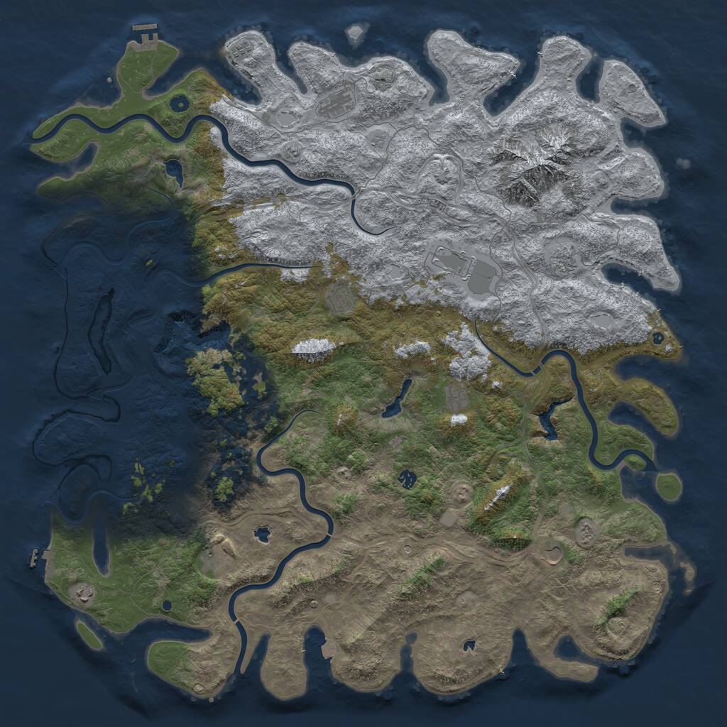 Rust Map: Procedural Map, Size: 6000, Seed: 362371, 17 Monuments