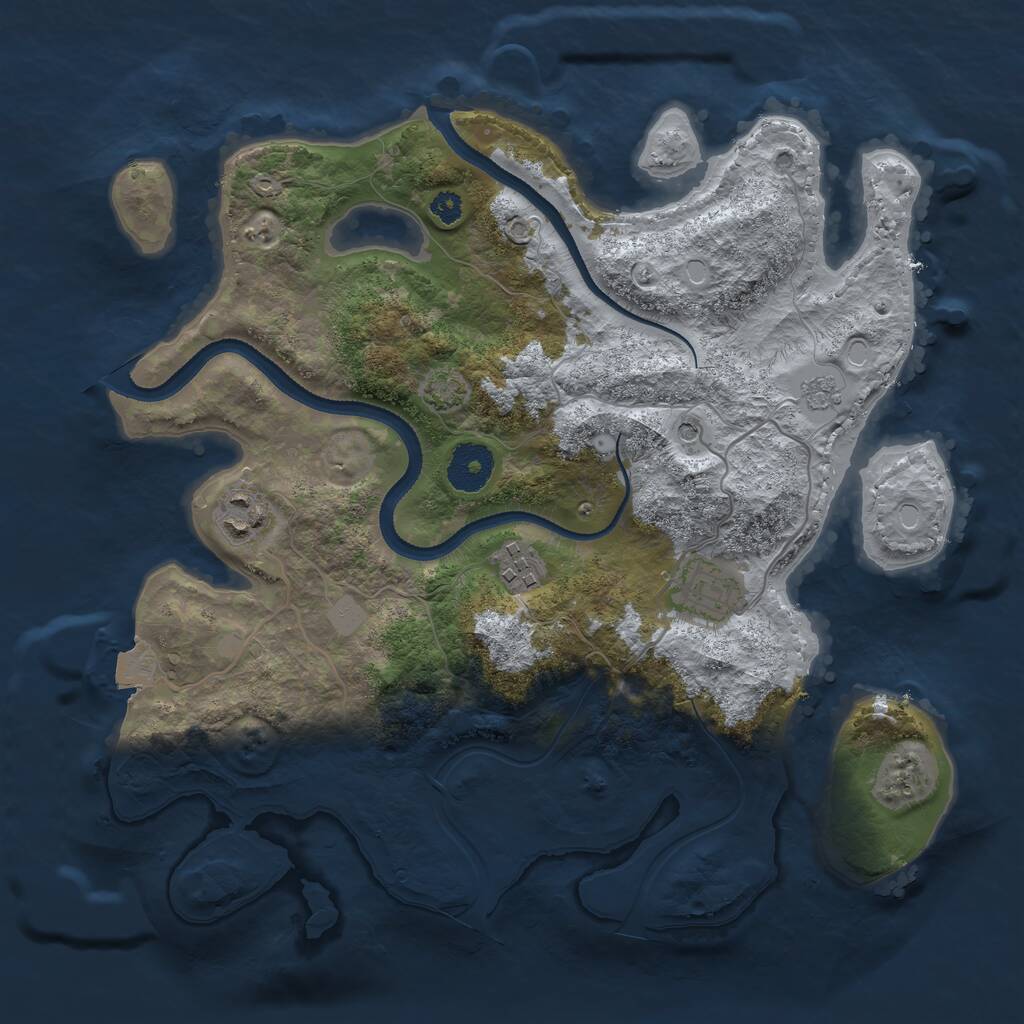 Rust Map: Procedural Map, Size: 3250, Seed: 6133079, 7 Monuments