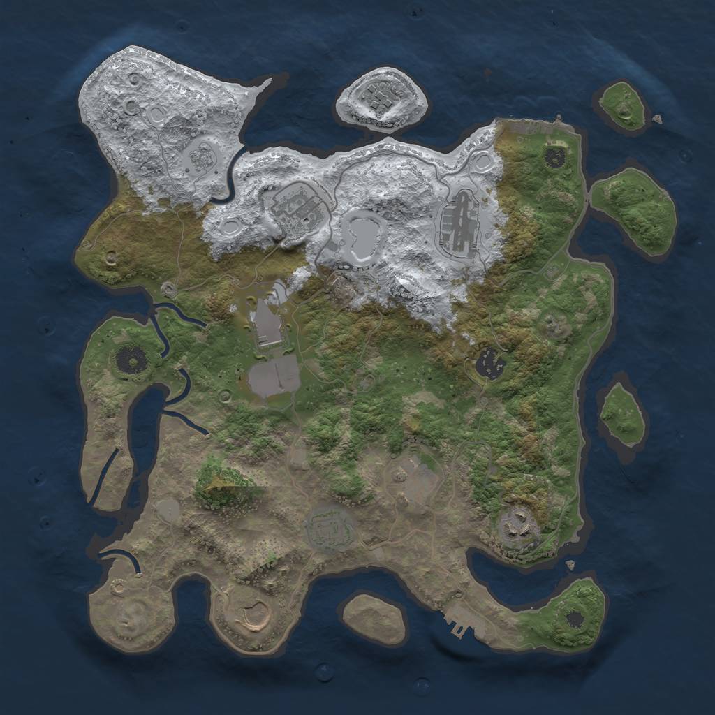 Rust Map: Procedural Map, Size: 3600, Seed: 985732, 17 Monuments