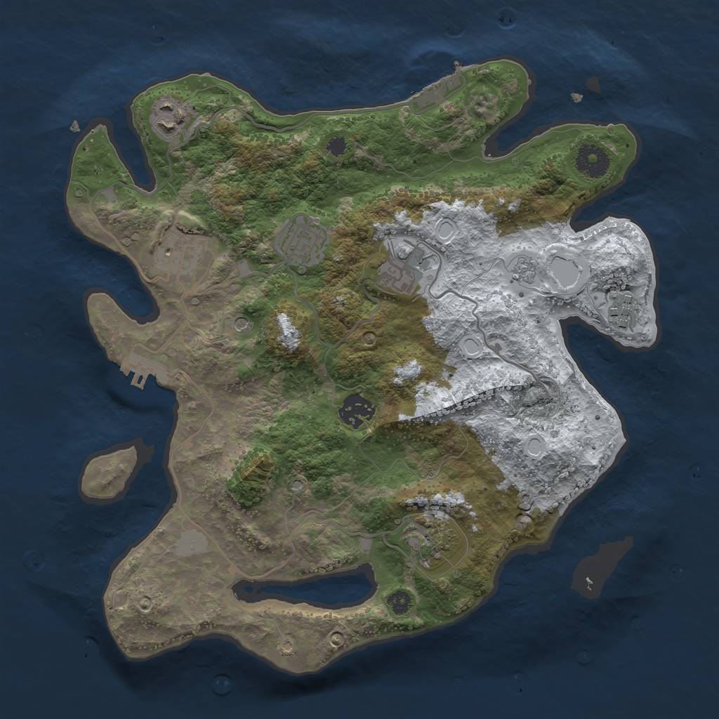 Rust Map: Procedural Map, Size: 3250, Seed: 759755, 16 Monuments