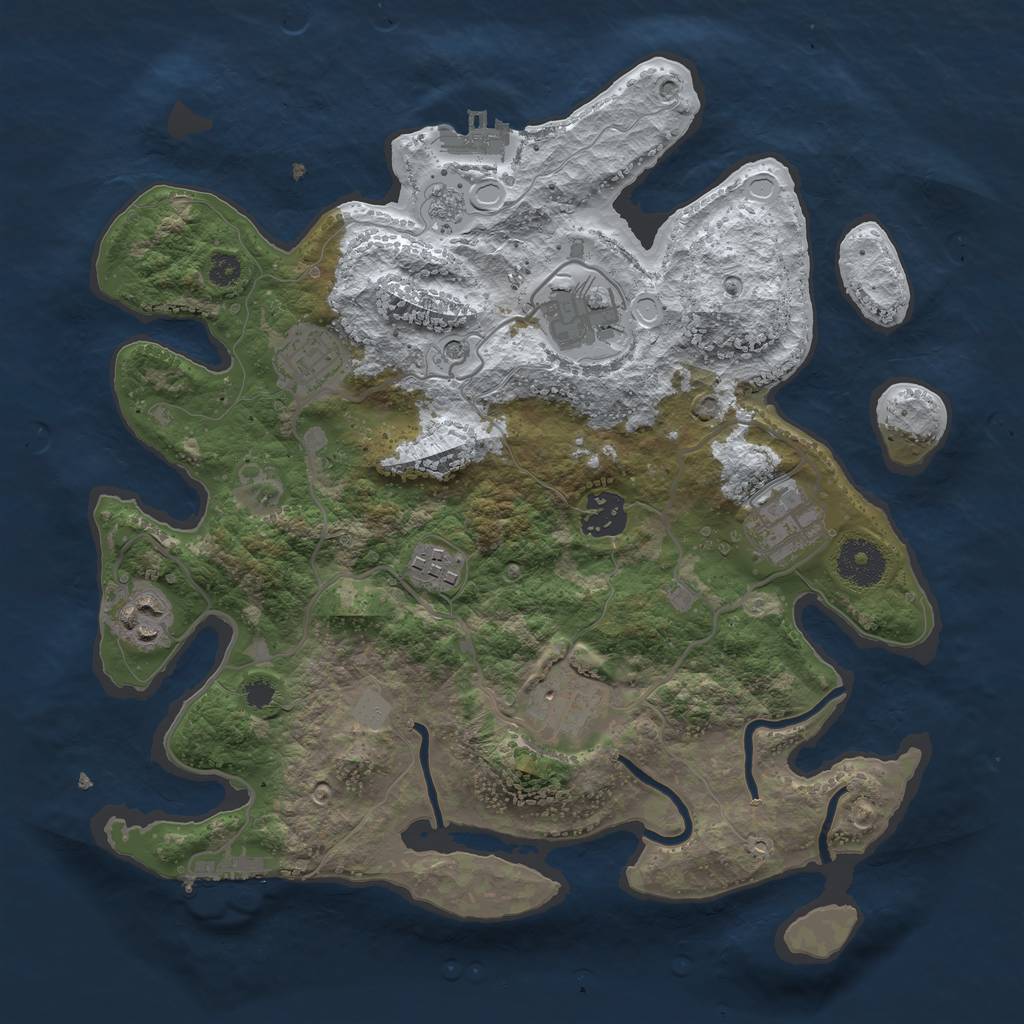Rust Map: Procedural Map, Size: 3250, Seed: 4043030, 16 Monuments