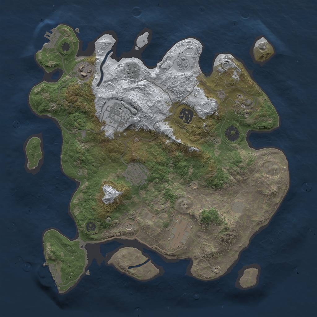 Rust Map: Procedural Map, Size: 3250, Seed: 3664322, 16 Monuments