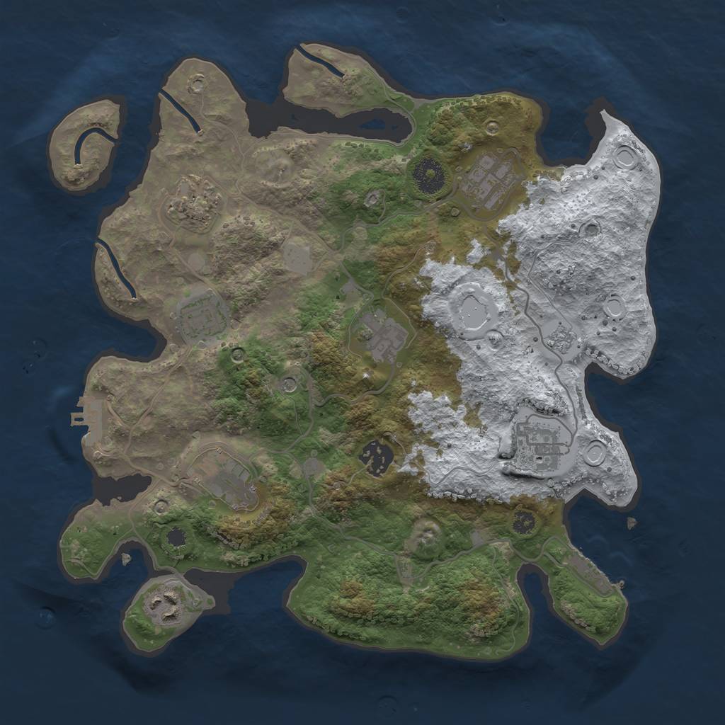 Rust Map: Procedural Map, Size: 3250, Seed: 5800238, 17 Monuments