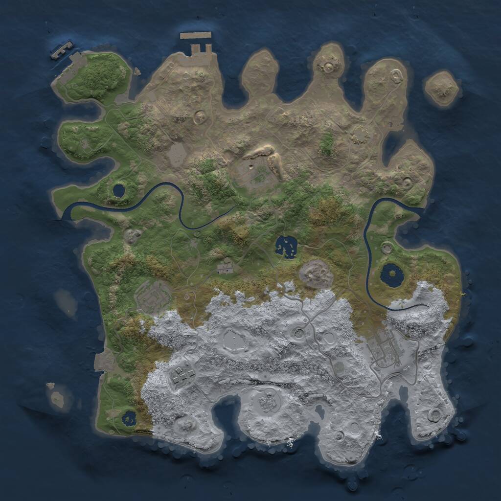 Rust Map: Procedural Map, Size: 3250, Seed: 6274621, 11 Monuments