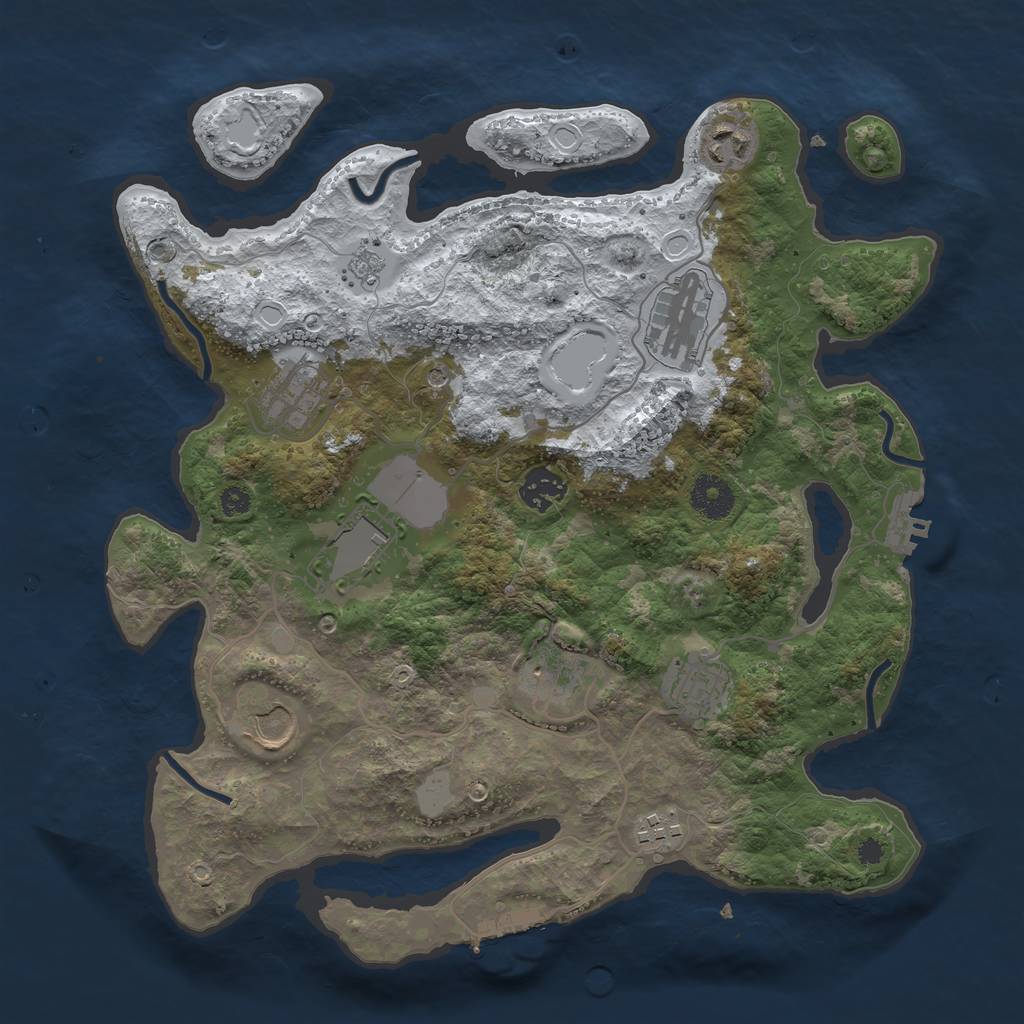 Rust Map: Procedural Map, Size: 3500, Seed: 869714312, 18 Monuments