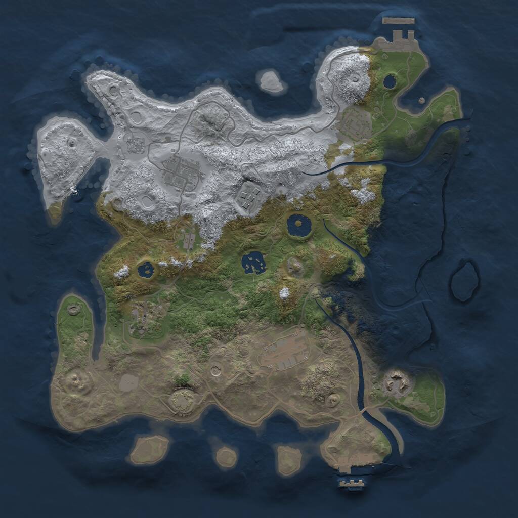 Rust Map: Procedural Map, Size: 3250, Seed: 1368344, 13 Monuments