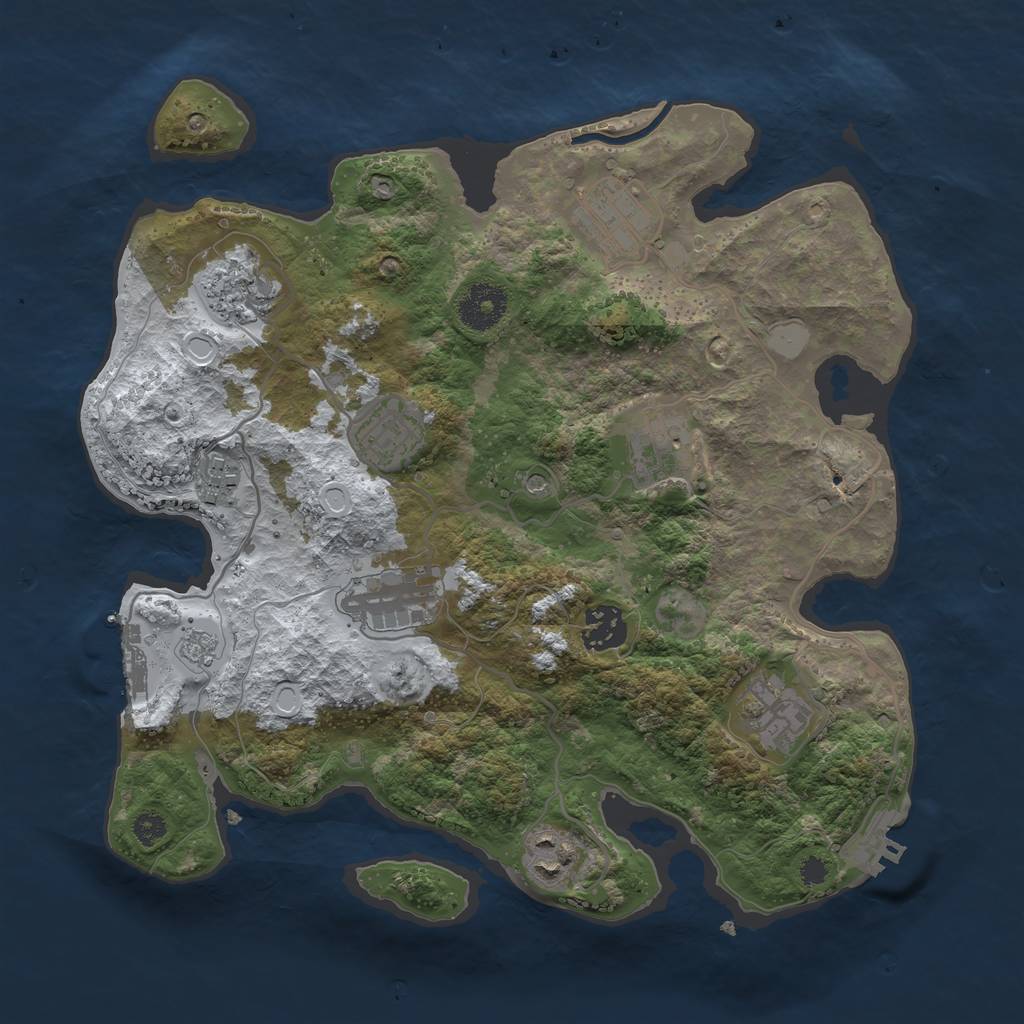 Rust Map: Procedural Map, Size: 3250, Seed: 2459330, 18 Monuments