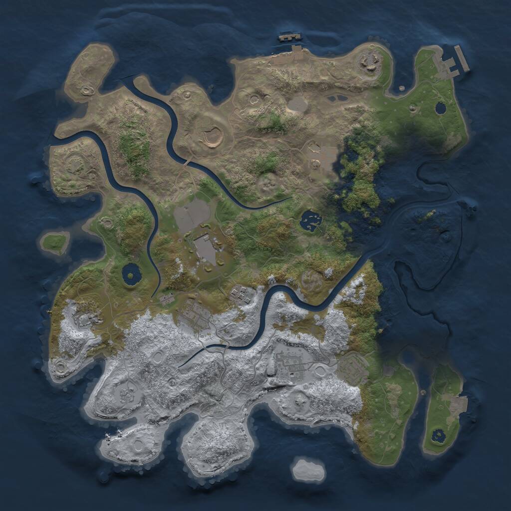 Rust Map: Procedural Map, Size: 3696, Seed: 503434296, 16 Monuments