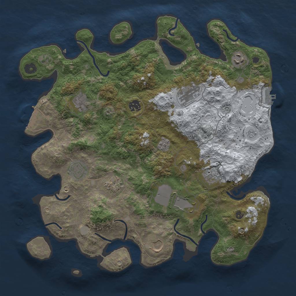 Rust Map: Procedural Map, Size: 3800, Seed: 909090, 19 Monuments
