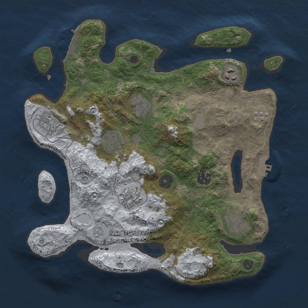 Rust Map: Procedural Map, Size: 3250, Seed: 5599820, 17 Monuments