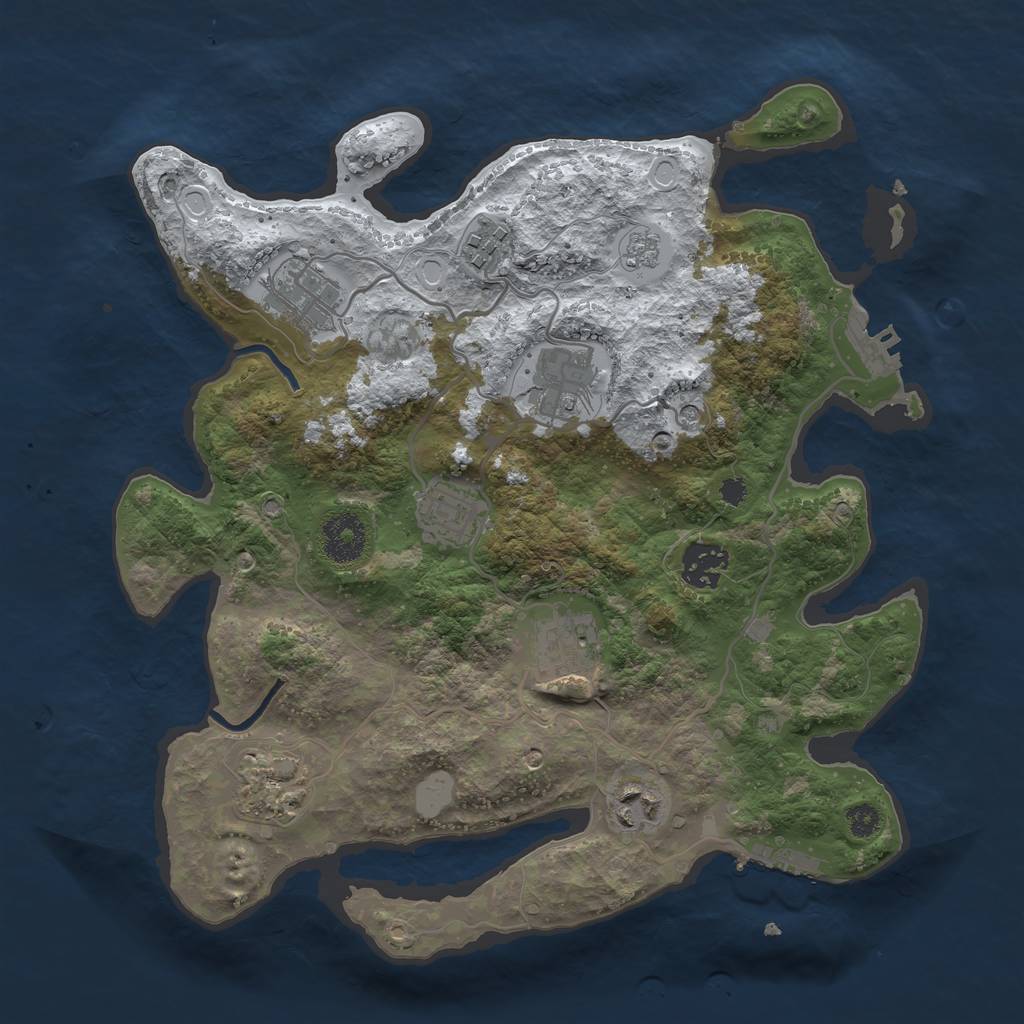 Rust Map: Procedural Map, Size: 3250, Seed: 869714312, 17 Monuments