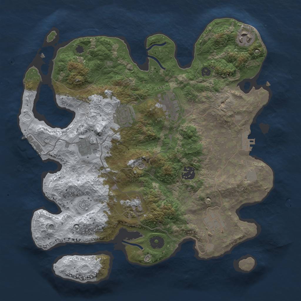 Rust Map: Procedural Map, Size: 3250, Seed: 6460107, 16 Monuments