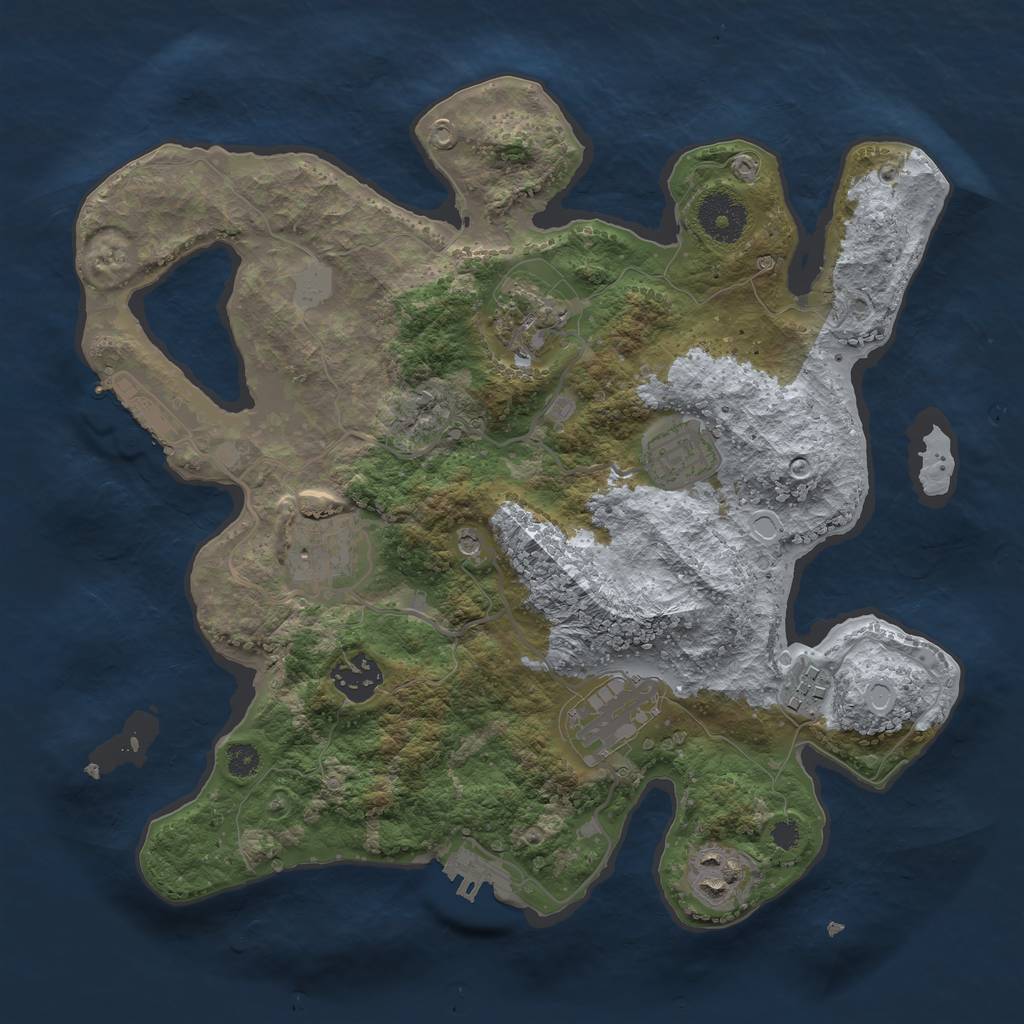 Rust Map: Procedural Map, Size: 3200, Seed: 75315987, 13 Monuments
