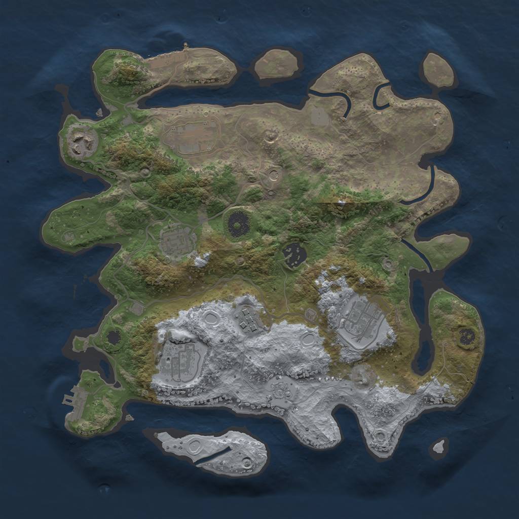 Rust Map: Procedural Map, Size: 3250, Seed: 4124712, 16 Monuments