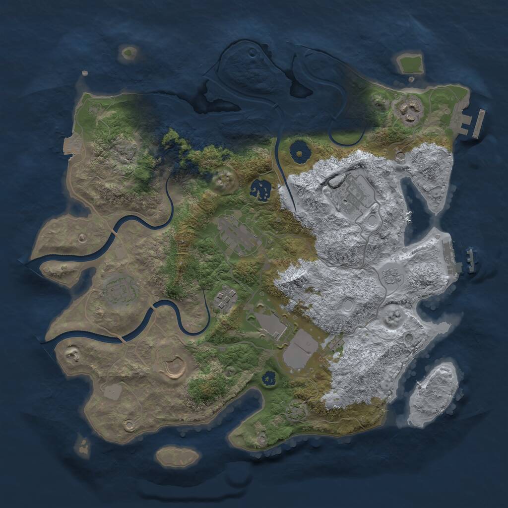 Rust Map: Procedural Map, Size: 3500, Seed: 74859612, 14 Monuments