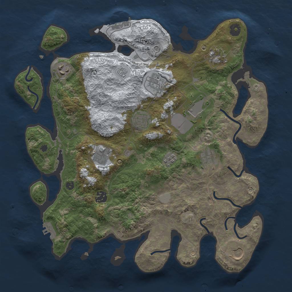 Rust Map: Procedural Map, Size: 3600, Seed: 22774, 19 Monuments