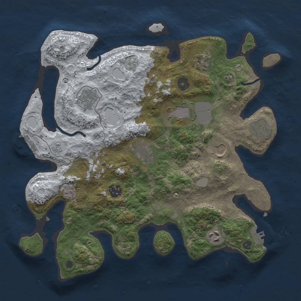 Rust Map: Procedural Map, Size: 3500, Seed: 1511914929, 18 Monuments