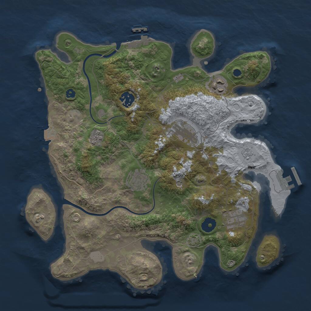 Rust Map: Procedural Map, Size: 3250, Seed: 5782743, 12 Monuments