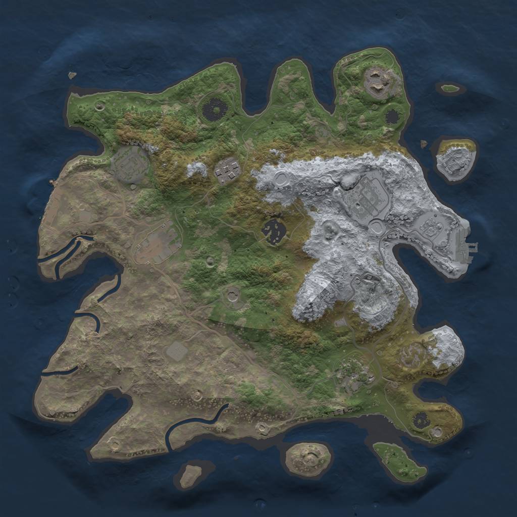 Rust Map: Procedural Map, Size: 3250, Seed: 5437161, 16 Monuments