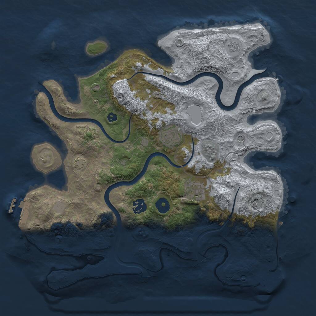 Rust Map: Procedural Map, Size: 3250, Seed: 394096, 9 Monuments