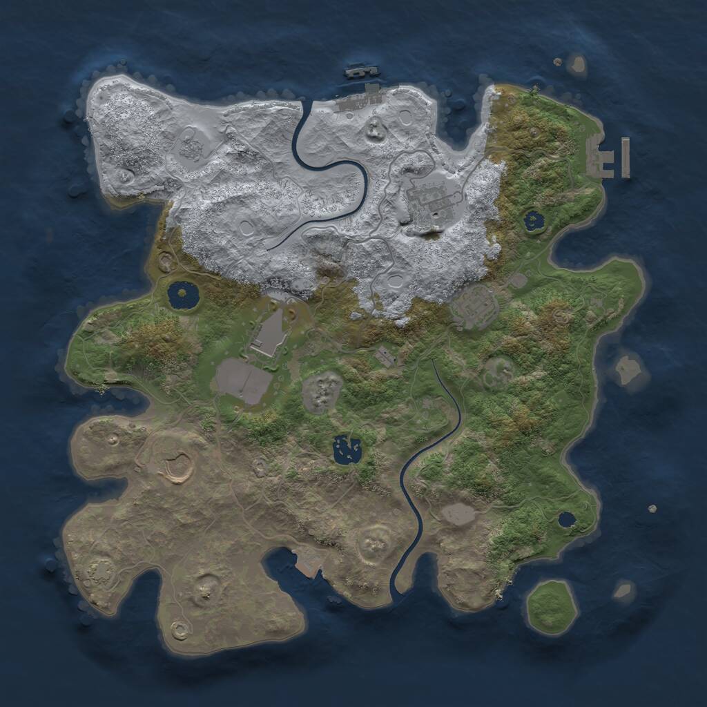 Rust Map: Procedural Map, Size: 3500, Seed: 699337919, 10 Monuments