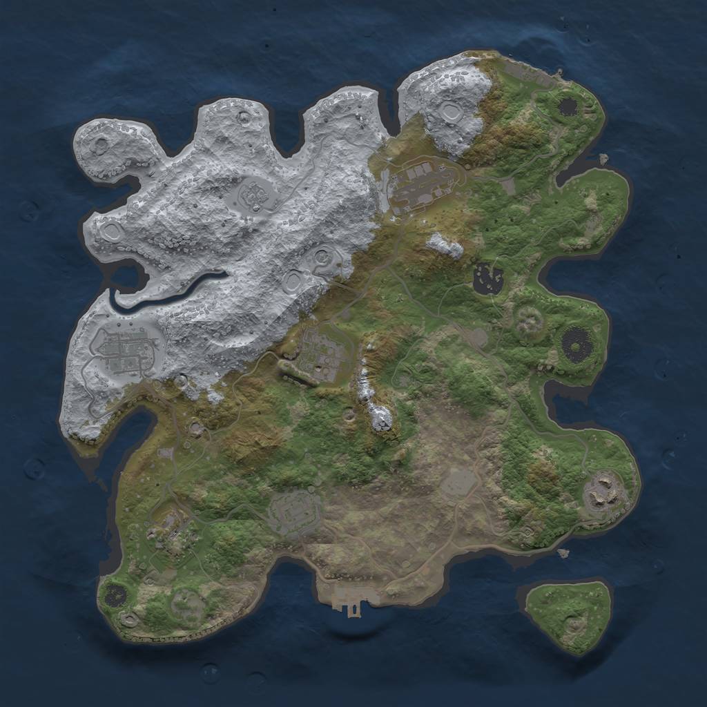 Rust Map: Procedural Map, Size: 3250, Seed: 2658612, 16 Monuments