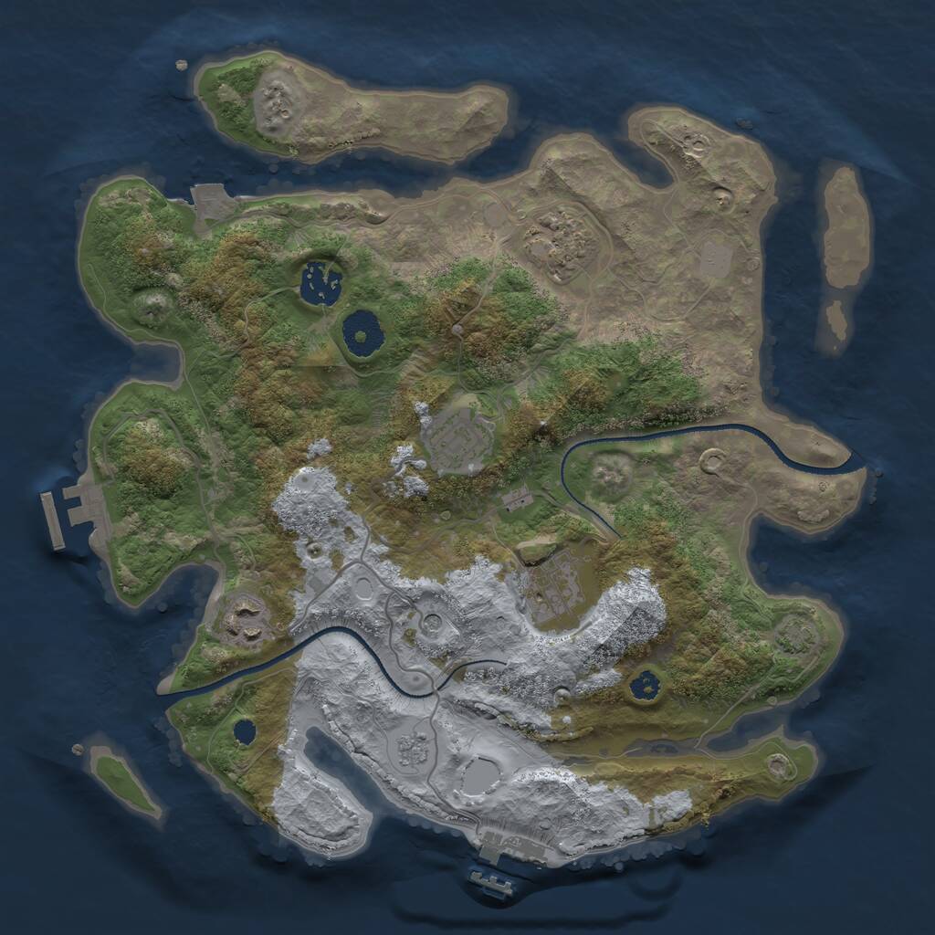 Rust Map: Procedural Map, Size: 3250, Seed: 3809924, 11 Monuments
