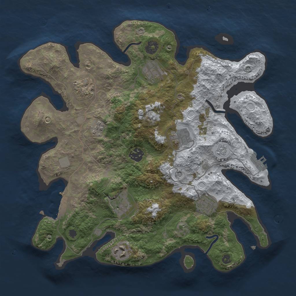 Rust Map: Procedural Map, Size: 3250, Seed: 6374199, 17 Monuments