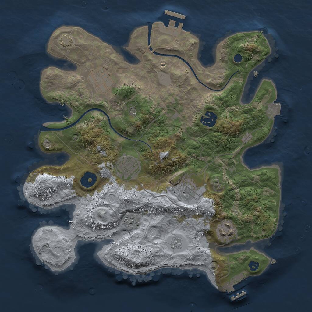 Rust Map: Procedural Map, Size: 3000, Seed: 45654, 12 Monuments