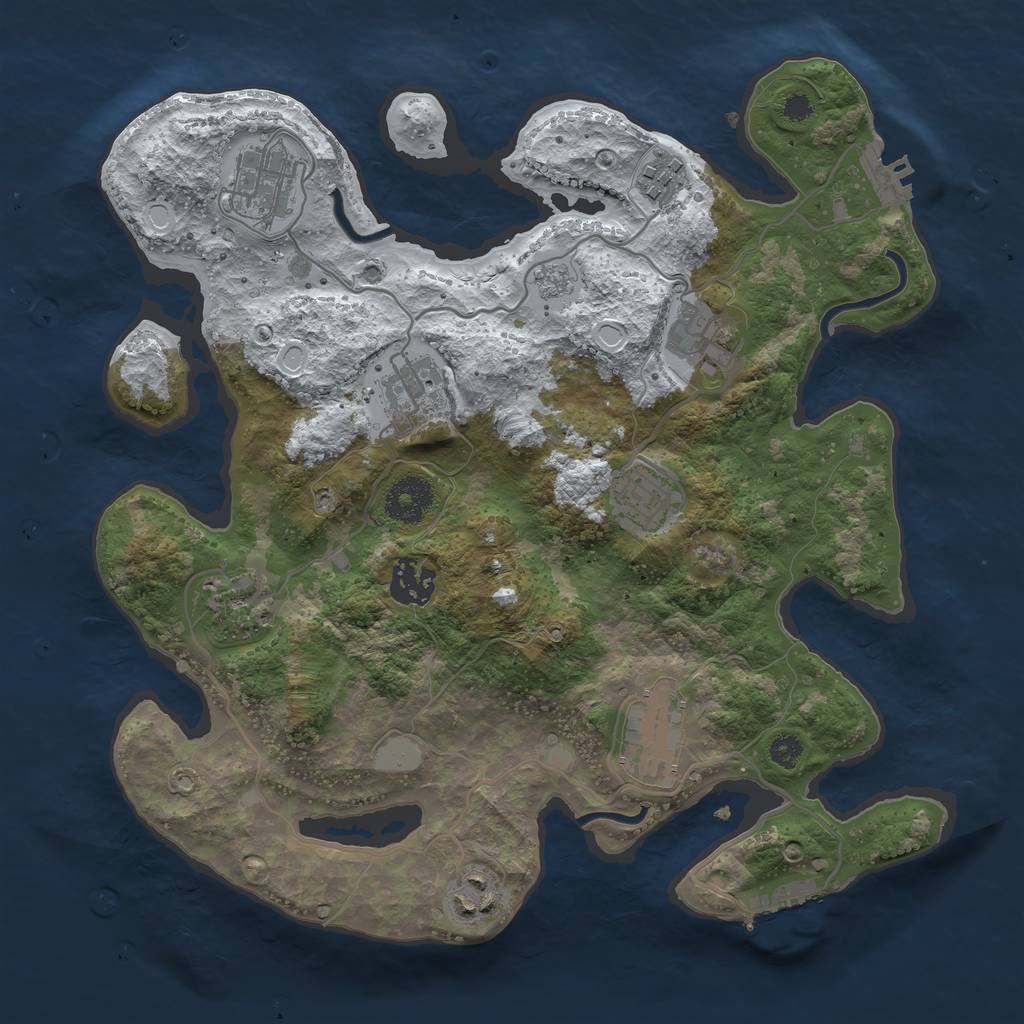 Rust Map: Procedural Map, Size: 3250, Seed: 1562658, 17 Monuments
