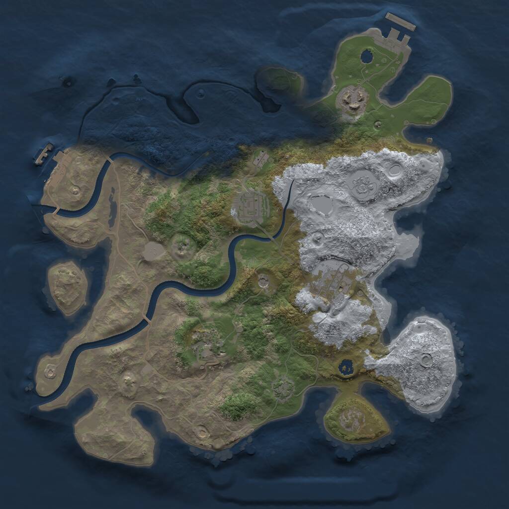 Rust Map: Procedural Map, Size: 3250, Seed: 5352454, 10 Monuments