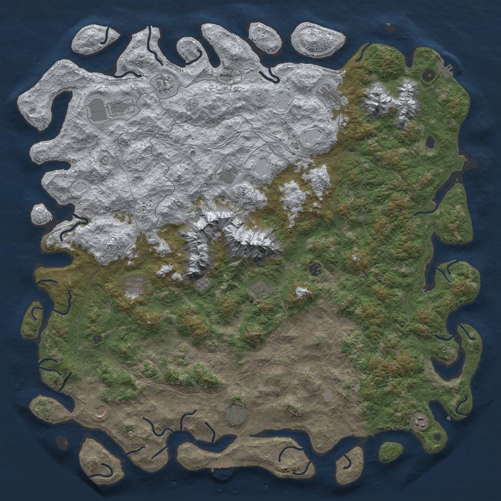 Rust Map: Procedural Map, Size: 6000, Seed: 33476437, 20 Monuments